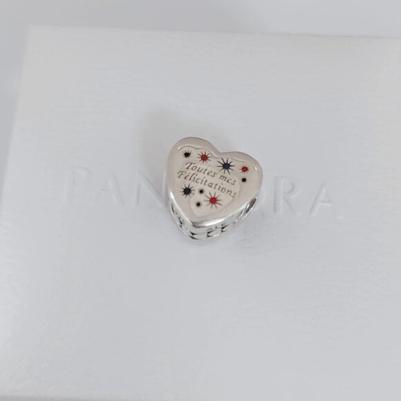 Pandora Toutes mes Felicitations Celebration Heart Charm Bead Pendant S925 ALE - Picture 3 of 6